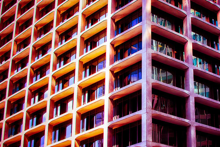 Modern Dubai architecture façade in warm light — United Arab Emirates